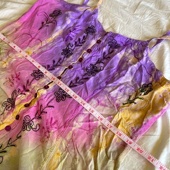 Henna tie dye Spaghetti Strap Embroidered Dress-OS - Picture 14 of 16